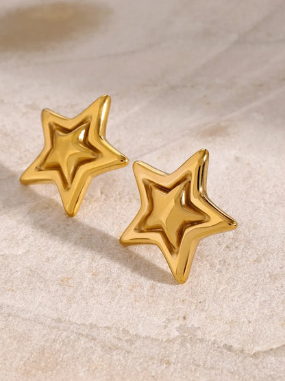 Stainless Steel Star Stud Earrings