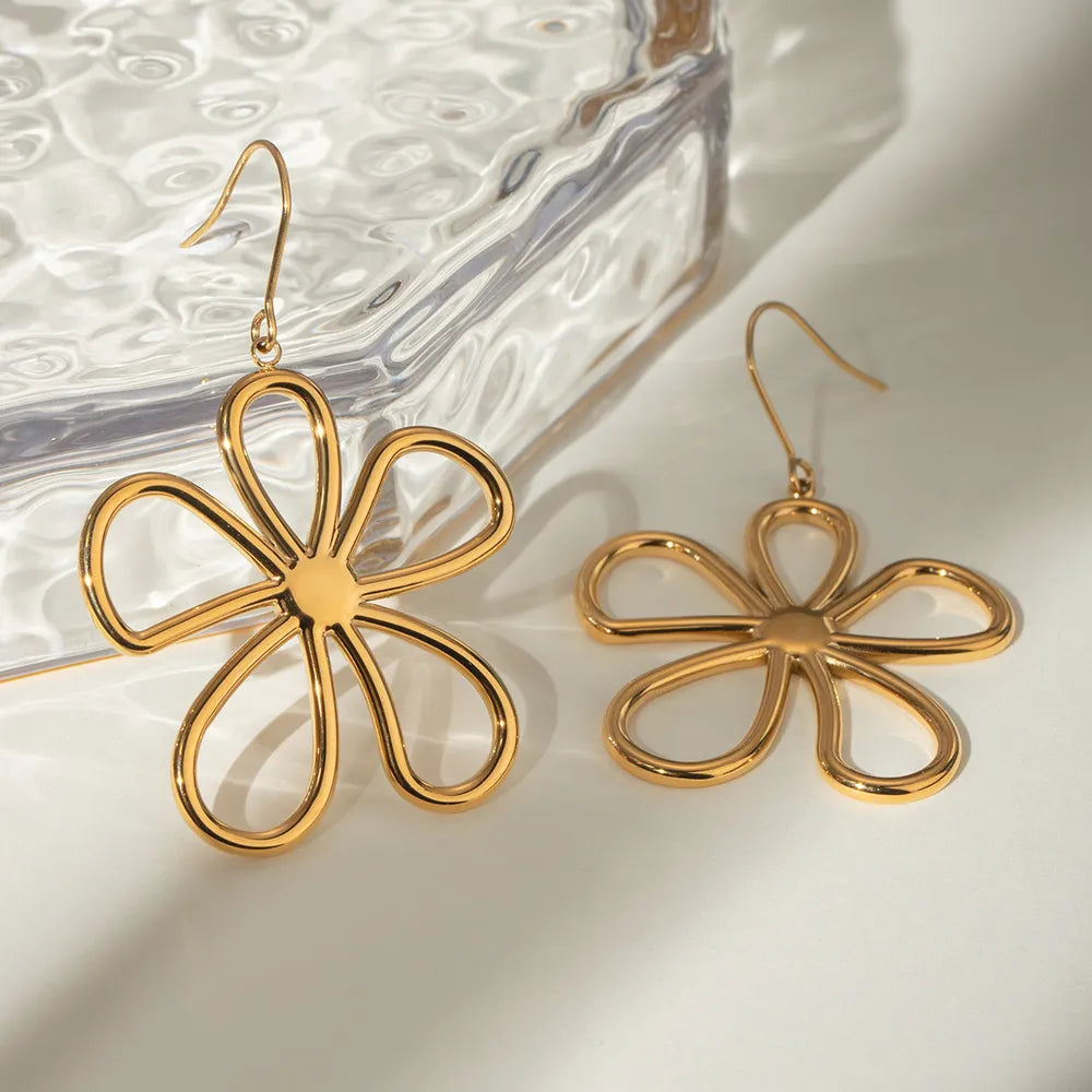 Simple and elegant stainless steel line flower earrings and earrings accessories